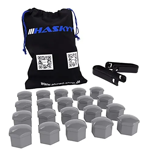 HASKYY 20x Perlmutt Silber Radschraubenkappen SW17 Radmutternkappen UNIVERSAL Kunststoff Kappen Abdeckungen