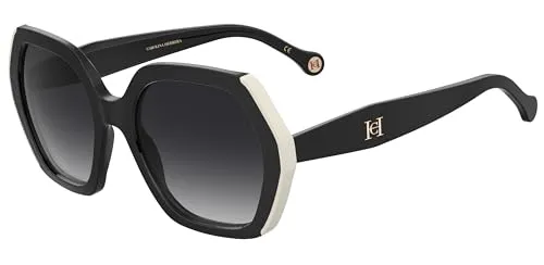 Carolina Herrera Her 0181/s 80S/9O BLACK WHITE Sunglasses Women Acetate, Standard, 55