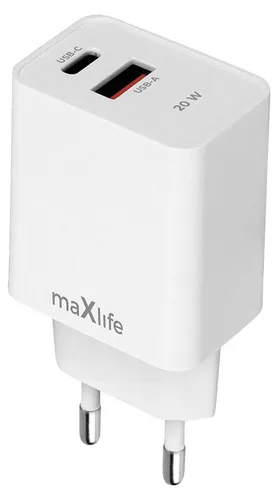 Maxlife MXTC-13-20AC PD QC Ladegerät 1x USB-C 1x USB 20W weiß