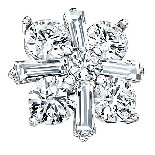 Piercingfaktor Aufsatz für Dermal Anchor Piercing Hautanker Implantat Skin Diver mit Kristall Princess Cut Silber