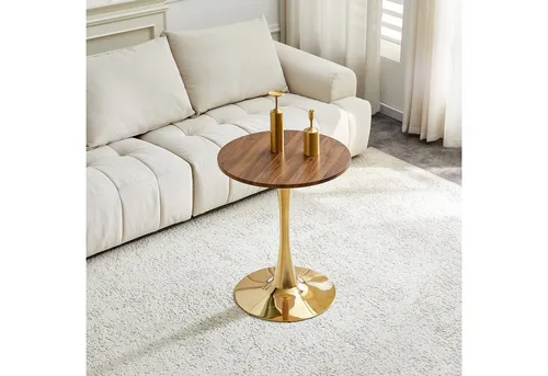 Okwish Beistelltisch Gold, Rund, 60x72 cm für Wohnzimmer