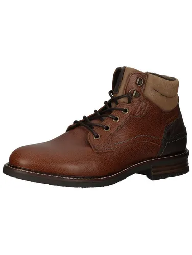 BULLBOXER Schnürstiefelette aus Leder für Herren, Gr. 45, braun (cognac) - Wanderschuhe aus hochwertigem Leder mit zeitlosem Layer-Look und bequemem Blockabsatz. Ideal für casual Outfits und lange Spaziergänge.