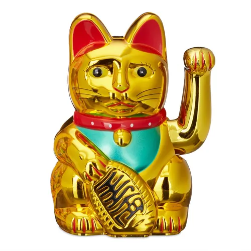 Maneki Neko Glückskatze 16 cm in gold von Relaxdays