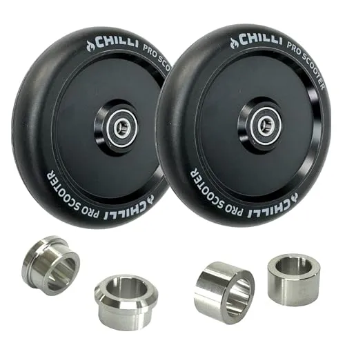 Pro Stunt-Scooter Hollowcore Rollen 120 mm SET mit Titan Spacer für Blunt Modelle (Schwarz) - Hochwertige 120 mm Rollen mit 27 mm Breite für optimale Stabilität. Inklusive Titan-Spacern, speziell für Blunt Prodigy und KOS Modelle. Ideal für Tricks und intensive Nutzung, leicht und langlebig.