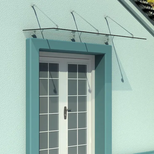 HOMCOM Glasvordach Haustür Vordach Edelstahl ESG 200x90