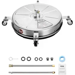 VEVOR 465mm Hochdruckreiniger Oberflächenreiniger mit 4 Rädern - Hochdruckreiniger mit Edelstahl-Oberfläche, 4000 psi Druck und 4 Gallonen/min Durchfluss, ideal für effiziente Reinigung großer Flächen.