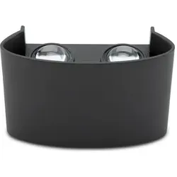 Grafner UP and DOWN Aluminium Wandlampe mit 4 Watt LED-Leuchtmittel, schwarz, 4 x 1 Watt SMD LED, IP54, für außen und innen, KEIN ROST – Pulver...