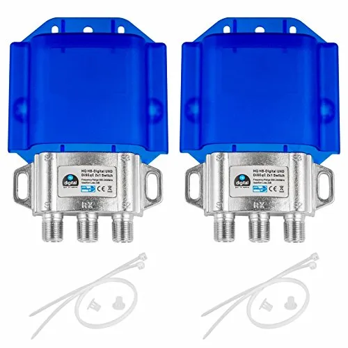 2X HQ DiseqC Schalter Switch 2/1 mit Wetterschutzgehäuse HB-DIGITAL 2X SAT LNB 1 x Teilnehmer/Receiver für Full HDTV 3D 4K UHD