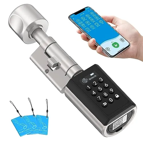 WELOCK PCB51 Elektronisches Türschloss Haustür, Elektronisches Türschloss mit Passwort, App und RFID-Karten und WiFi (WIFIBOX erforderlich), Wasserdicht Türschloss Elektronisch für Türen von 30-70mm