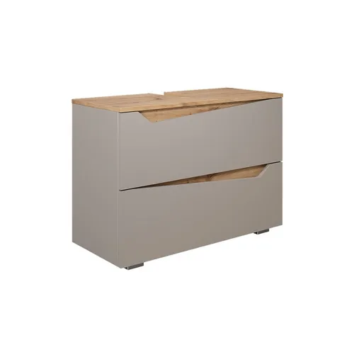 Vicco Waschbeckenunterschrank Marelle, Greige/Artisan-Eiche, 80 cm - Praktischer Waschbeckenunterschrank mit modernem Design und 2 geräumigen Schubladen für optimalen Stauraum im Badezimmer. Kombinierbar mit anderen Artikeln der Marelle Serie.