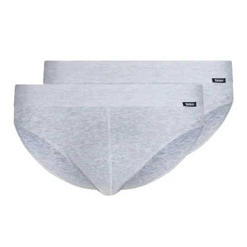 Skiny Herren Cotton Retro Slip XL, 2er Pack - Silver Melange - Herren-Slips im 2er-Pack aus langlebiger Baumwolle, mit einem weich angesetzten Bundgummi und coolem Retro-Style. Made in Europe mit hochwertigem Stoff aus Österreich.