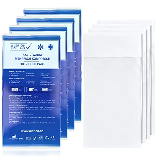 Alerion 4x Kalt Warm Kompresse 21x38 cm Set Angebot mit Vlieshülle PRO Mehrfach Kompresse Wiederverwendbar Mikrowellen geeignet + 2 Vlieshüllen PRO Coolpad Kühlpads