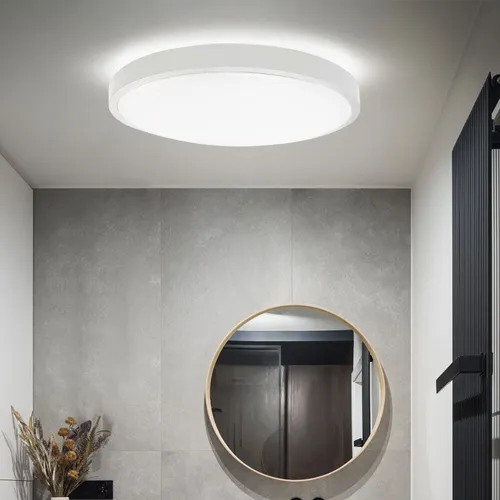 Runde LED Deckenlampe für Wohnzimmer und Badezimmer - Moderne Deckenleuchte mit neutralweißem Licht (4000K), ideal für verschiedene Innenräume. Hohe Lichtleistung von 2500 Lumen bei nur 24 W Energieverbrauch. Stilvolles Design mit Schutzart IP44.