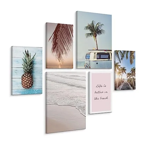 Muralo Wandbilder Set - Moderne Leinwandbilder für jedes Zimmer - Poster & Kunstdrucke - Aufhängefertiges Set mit 6 Bildern, UV-beständig und umweltfreundlich für ein stilvolles Zuhause.