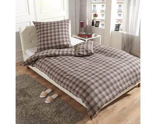 Joop! Bettwäsche Soft Checks 135x200cm in braun von JOOP!