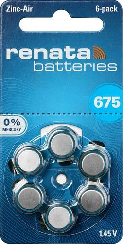 Renata Knopfzelle ZA 675 1.4V 6 St. 660 mAh Zink-Luft Hearing Aid PR44