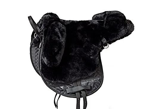 Engel Reitsport Lammfell Fellsattel FELLSA-R1-SCH Pony schwarz - Baumloser Merino Lammfell Sattel für Pony, temperaturausgleichend, ideal für Sommer und Winter. Mit D-Ringen für Zubehör und stabilen Gurtstrupfen.