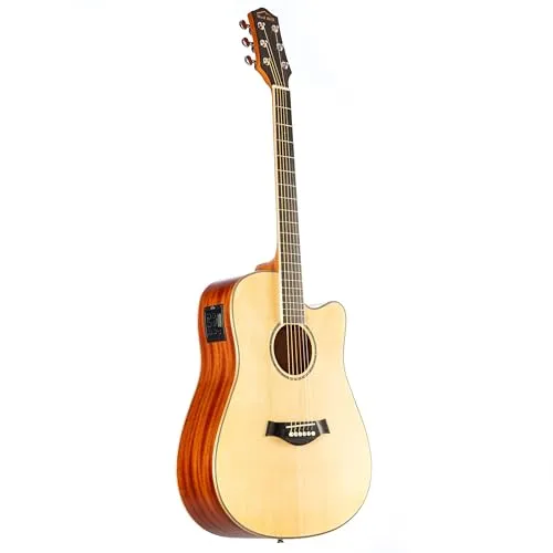 Red Hill DCE-S NT Natural Dreadnought Cutaway Westerngitarre - Gitarren mit massiver Fichtendecke und Sapele-Korpus für kraftvollen Klang, ideal für Singer-Songwriter. Mit JM-6T Pickup und 4-Band Equalizer für professionelle Klanganpassung.