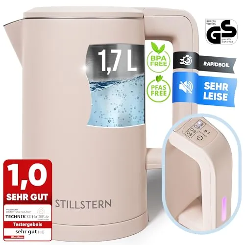 Stillstern Wasserkocher 1,7L - Wasserkocher mit 2200 W Leistung und Temperatureinstellung, ideal für schnelles Aufkochen und 12 Std. Warmhaltefunktion, perfekt für Teeliebhaber.