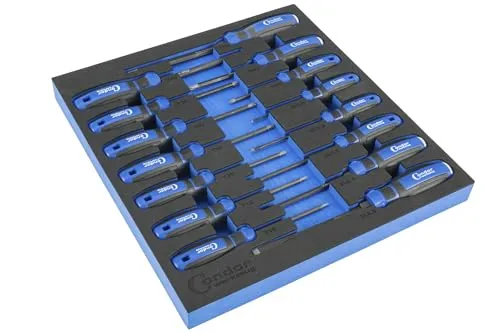 Condor Werkzeug 7260 | Schraubendreher-Satz | Schaumeinlage 2/3 | 15-teilig | Schlitz | Kreuz PH | T-Profil für Torx | Schraubenzieher Set mit magnetischen Spitzen für Profi und Heimhandwerker