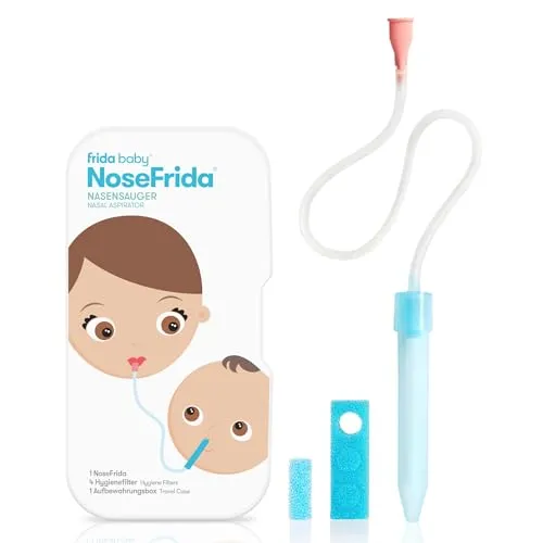 Frida Baby Nasensauger für Babys | Sanftes Absaugen bei Schnupfen | Inkl. 4 Hygienefilter & Aufbewahrungsbox | Spülmaschinenfest, BPA-frei & von Kinderärzten empfohlen