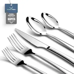 Besteckset Edelstahl 60tlg Steakmesser Gabel Löffel 12 Personen Silber