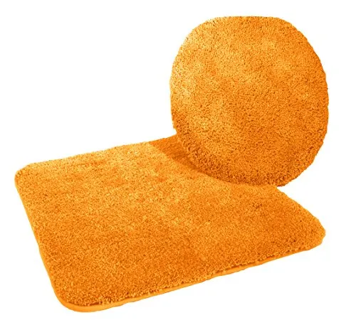 Kinzler J-10053/425 Mikrofaser Bademattenset 2-teilig, WC-Deckelbezug 47 x 50 cm, und Vorleger ohne Ausschnitt 50 x 55 cm, terra