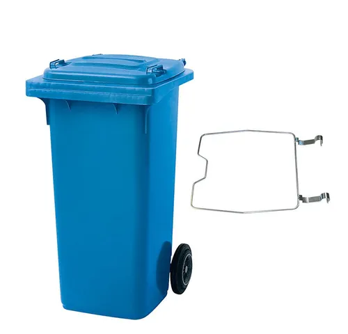BRB Mülltonne MGB 120 Liter mit Klemmring - Robuste Mülleimer für Lager und Industrie, ausgestattet mit einem klappbaren Müllsackhalter für einfachen Einsatz und hohe Wirtschaftlichkeit.