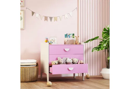 AIYAPLAY Kinderkommode mit 3 Schubladen - Praktischer Schubladenschrank für Kinderzimmer mit 3 großzügigen Schubladen und kinderfreundlichem Design - ideal zum Ordnen von Spielzeug und Kleidung.