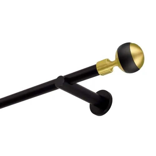Gardinenstange 160 cm schwarz-gold 1-läufig in gold von MDEKOR