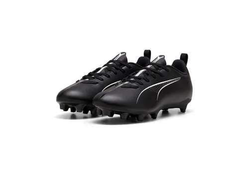 Puma Ultra 5 Play FG/AG Jr Fußballschuhe Schwarz EU 38 - Fußballschuhe für Kinder, bieten optimale Traktion auf festem Boden und Kunstrasen dank innovativer FastTrax-Stollen für maximale Beschleunigung und Komfort.