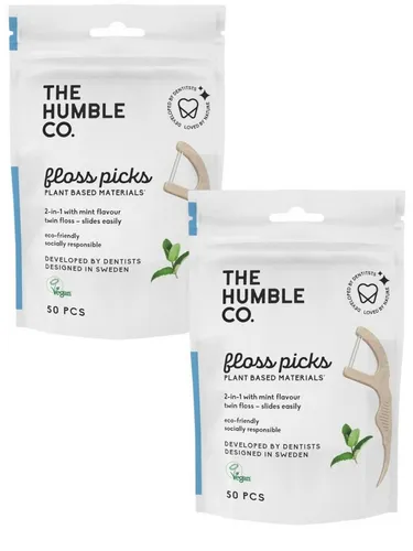 The Humble Co. Zahnseide-Stick 2x Humble Floss Picks Minze 2x 50 Stück
