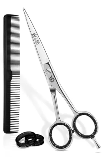 Friseurschere - OCBA Professionelles 6' Haarschneideschere & Haarschere - Haarschere Perfektes Design für Friseure & Salons - Haarschneideschere für Männer und Frauen (6 Zoll SIlver)