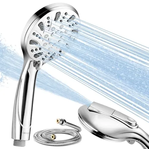 Hochdruck-Duschkopf und Schlauch 1,8 m, OHDAY 6 Sprühmodi, leistungsstarke Handbrause mit eingebauter Kraftreinigung zum Reinigen von Wanne, Fliesen, Haustieren, Badezimmer, Ecke