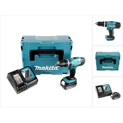 Makita DHP 453 RT1J Akku Schlagbohrschrauber 18V - Akkuschrauber mit 42 Nm Drehmoment, inklusive 5 Ah Akku und Ladegerät, ideal für kraftvolle Bohr- und Schraubarbeiten.