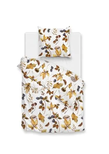 Zo! Home Flanell Bettwäsche 155x220 cm Castagno white Igel - Bettwäschegarnitur aus 100% Baumwolle, atmungsaktiv und trocknergeeignet – ideal für gemütliche Winternächte in Schlafzimmer oder Kinderzimmer.