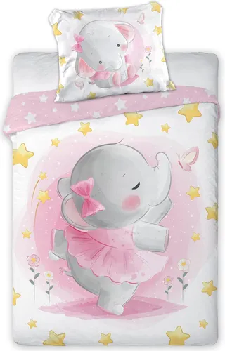 Kinderbettwäsche Elefant bedruckt Garnitur 100x135 cm + 40x60 cm - Elefant