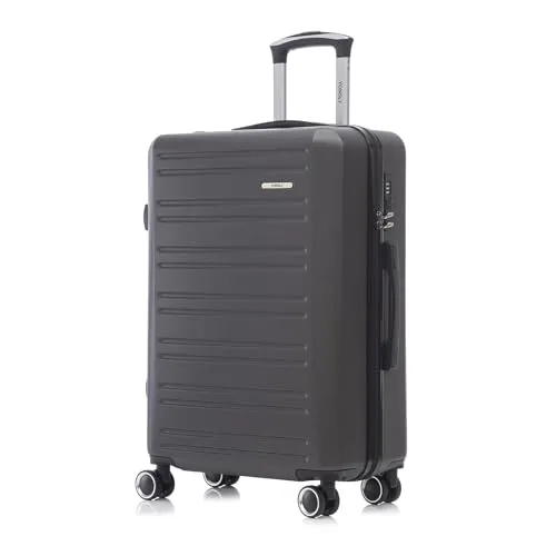 yonsly Koffer Suitcase, Trolley Reisekoffer, Rollkoffer Handgepäck mit 4 Rollen 360°, Hartschalenreisekoffer, Zahlenschloss, Weicher Gummigriff (L, Grau)