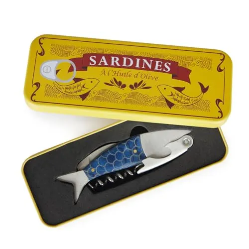 balvi Korkenzieher Conserverie Sardines Farbe Blau Flaschenöffner in Metallschachtel Blech