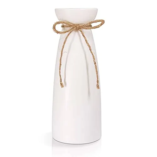 Vase Weiß, Keramik Vase für Pampasgras, Blumenvase im Minimalistischen Stil für Modernes Tischregal, Heimdekoration, Passend für Kamin, Schlafzimmer, Küche, Wohnzimmer, Tafelaufsätze, Schreibtisch