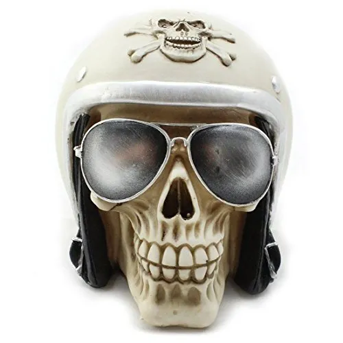 CBK-MS Skull Totenkopf mit Motorradhelm und Sonnenbrille Halloween Sparschwein Spardose Totenschädel
