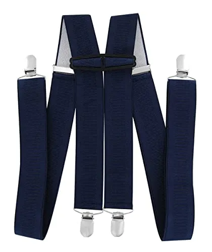axy Hosenträger für Herren und Damen 4 Stabile Clips H-Form 3,5cm Breit Hochwertig HTB35 (Schwarzblau)