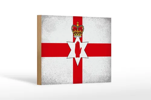 Holzschild Flagge Nordirland 18x12 cm Flag Vintage Holz Deko Schild