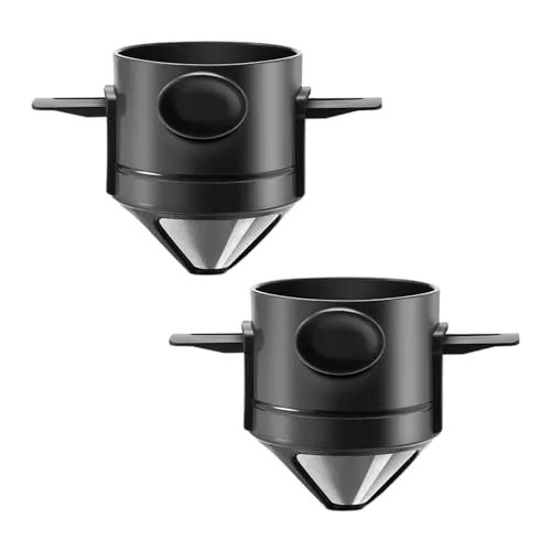 Stück Kaffeefilterbecher, Kaffeefilter, Filterbecherhalter, Faltbarer Kaffeefilter, Kaffeefilterbecherhalter, Papierloser Filter, Konischer Kaffeefilterhalter Schwarz 2