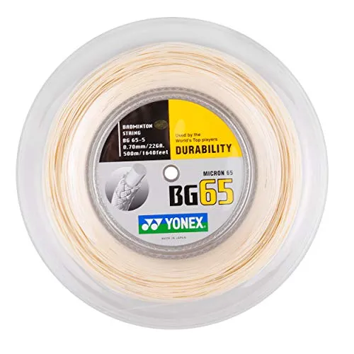 Yonex BG 65 Tennissaiten 500 m - Hochwertige Polyestersaite für Tennis, langlebig und ideal für Spieler, die Kontrolle und Spin suchen. Perfekt für ambitionierte Tennisspieler.