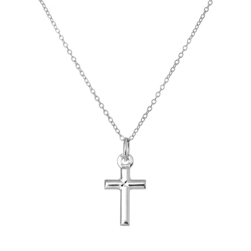Einfach 925 Sterlingsilber Kreuz Anhänger an 45,7cm Gliederkette