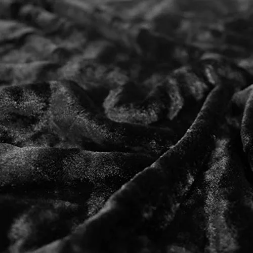 TOLKO 50cm Kunstfell | weicher Baumwollstoff mit 4mm Florhöhe | Kurzhaar Webpelz zum Nähen Dekorieren Basteln | 140cm breit Teddy Plüschstoff Pelzimitat Kunstfellstoff Meterware (Nacht Schwarz)