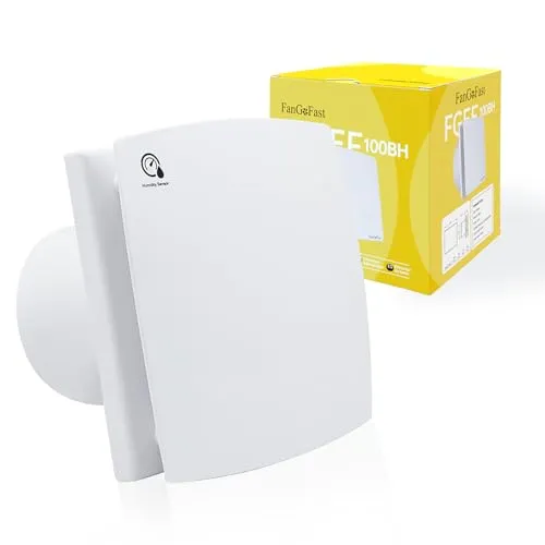 FanGoFast Badlüfter mit Feuchtigkeitssensor & Nachlauf, Leiser Lüfter 100mm Durchmesser Einstellbare Timerfunktion, Effizienter Abluftventilator für Wand Decken Fenstermontage