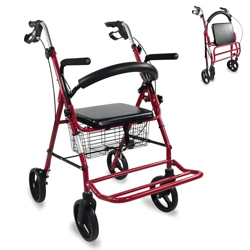Mobiclinic PRO Rollator aus Aluminium mit Sitz – ultraleicht und zusammenklappbar - Gehstöcke & Rollatoren – Leichter Rollator mit Sitz, ideal für drinnen und draußen, max. Belastbarkeit 100 kg, nur 8,8 kg Gewicht für müheloses Manövrieren.