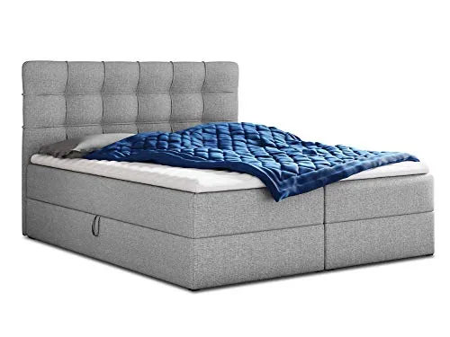 Boxspringbett Best mit 2 Bettkästen, 140 x 200 cm - Stilvolles Polsterbett mit zwei praktischen Bettkästen und luxuriöser Bonell-Matratze. Topper aus hochelastischem Schaumstoff inklusive für optimalen Schlafkomfort.